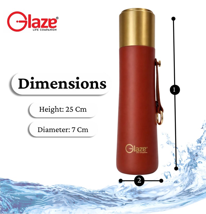 جليز زجاجة ماء من الفولاذ المقاوم للصدأ 304، معزولة بتفريغ الهواء، مانعة للتسرب، سعة 500 مل، لون أحمر - Image 4